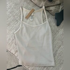 Skims cotton rib tank top in stone size XS BNWT